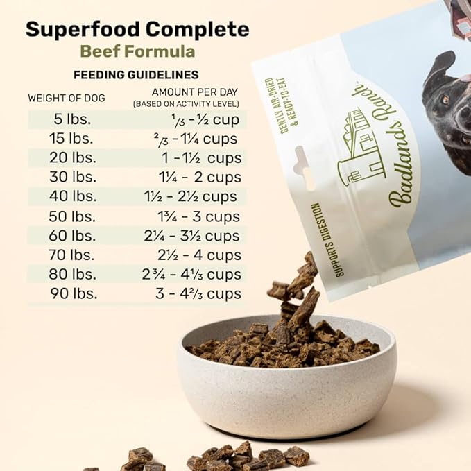 BADLANDS RANCH - Superfood Complete, Adult Dog Food, Air-Dried, High Protein, Zero Fillers, Superfood Nutrition by Katherine Heigl (24 oz., Beef Formula)