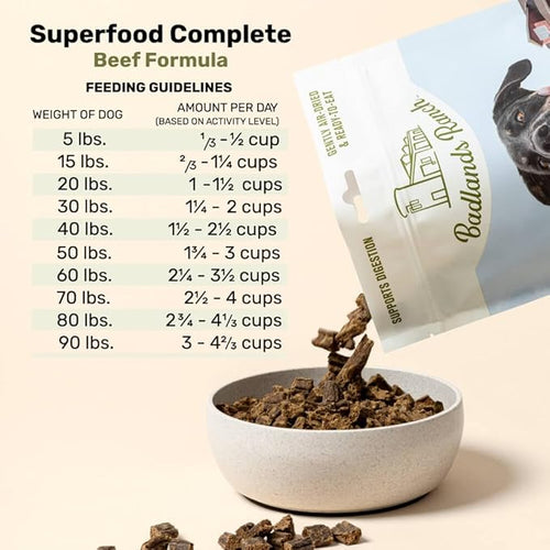 BADLANDS RANCH - Superfood Complete, Adult Dog Food, Air-Dried, High Protein, Zero Fillers, Superfood Nutrition by Katherine Heigl (24 oz., Beef Formula)