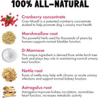 Cranberry UTI Chews for Dogs Bladder Support + D-Mannose Supports Kidney Urinary Tract and Bladder Health Natural Cranberry Wellness Supplement Immune System Booster Natural Pet Antioxidant 30 Chews