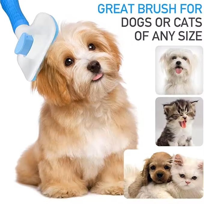 Generic Pink Cat grooming brush, Pet hair brush with Massage Particles, Self Cleaning Dematting Comb for Dogs and Cats, Easy to Use, Ergonomic Handle Design