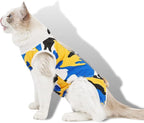 Cat Surgical Recovery Suit, Abdominal Wounds Cone E-Collar Alternative Anti-Licking Or Skin Diseases Pet Surgical Recovery Pajama Suit, Soft Fabric Onesies for Cats (S, Blue)