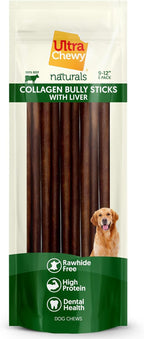 Ultra Chewy Collagen Sticks 9-12 inches (5 Pack) – Long Lasting Odor-Free, All-Natural Dog Chews – Rawhide & Bully Stick Alternative