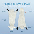 2-in-1 Stuffless Squeaky Dog Toys with Soft, Durable Fabric for Small, Medium, and Large Pets by Best Pet Supplies - No Stuffing for Indoor Play, Sheep, Cow, size L