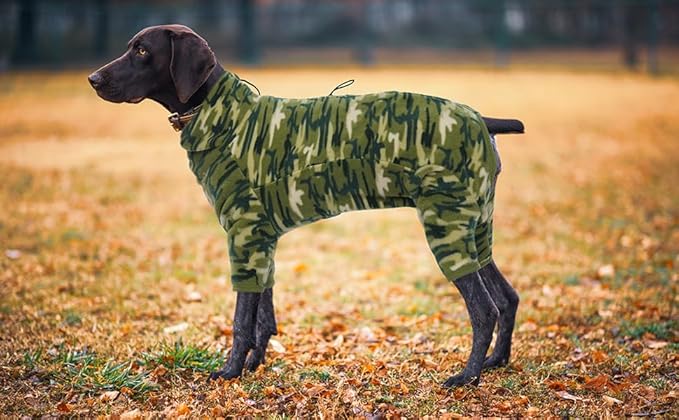 ROZKITCH Great Dane Clothes Dog Winter Coat Soft Fleece Pullover Pajamas, Pet Windproof Warm Cold Weather Jacket Vest with Luminous Zipper, Jumpsuit Apparel Outfit Clothes for Giant Dog Camo 3XL