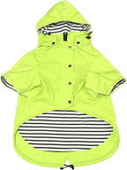 Morezi Dog Zip Up Raincoat with Reflective Buttons, Rain/Water Resistant, Adjustable Drawstring, Removable Hood, Raincoats with Legs 8lbs to 80lbs Available Light Green XS