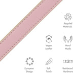 NINA WOOF Leather Dog Leash - Slim Leash with Reinforced Hardware, European Design, Pink, 4ft