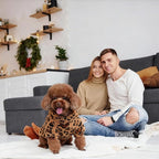 GreenJoy Leopard Print Dog Sweater – Stretchy Fleece Dog Turtleneck Sweatshirt for Puppies & Cats, Soft & Warm Pet Winter Clothes for Small, Medium & Large Dogs (Coffee Brown, X-Small)