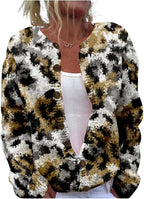 HOTYD Aztec Print Cardigans Sweaters for Women Crewneck Graphic Button Cardigan Casual Chunky Knit Sweater Fall Outfits