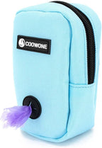 COOWONE Dog Treat Pouch for Training, Portable Dog Walking Bag Built in Poop Dispenser, Pocket Sized Pet Pouches, Doggie Puppy Snack Rewards Bag, Treat Carrier Holder with Clip (Blue)
