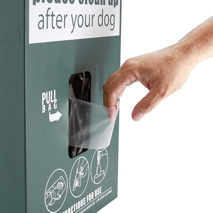 ONEpul® Dog Waste Header Bags System - Dog Waste Station Dispenser - Screen printed & Powder-Coated Aluminum finish - 400 Bags, 2 Keys & Post Mounting Hardware Included + 5-Year Warranty (Matte Black)