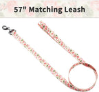 Ihoming Dog Collar and Leash Set for Daily Outdoor Walking Running Training, Pink Flowers Design for Large Boys Girls Dogs Cats Pets, L-Up to 80LBS