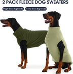 IECOii 2 Pack Dog Fleece Sweater - Warm, Soft & Stretchy Sweaters Boy Girl, Fall/Winter Dogs Coats for Indoor Outdoor(Size XL, Light Green & Army Green)