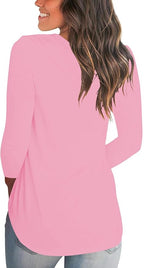 Tobrief Women's Long Sleeve V-Neck Shirts Fall Graphic Tees Loose Casual T-Shirt