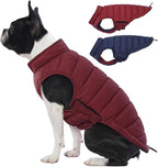 Lelepet Reversible Dog Coat Waterproof Dog Jacket Windproof Puffer Vest for Winter Warm Lightweight Coats for Small Dogs Adjustbale Hook & Loop Pet Apparel with Leash Hole, Pug, Wine Red, M