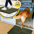 Muddy Mat® AS-SEEN-ON-TV Highly Absorbent Microfiber Door Mat and Pet Rug, Non Slip Thick Washable Area and Bath Mat Soft Chenille for Kitchen Bedroom Indoor and Outdoor - Army Green 36" x 120"