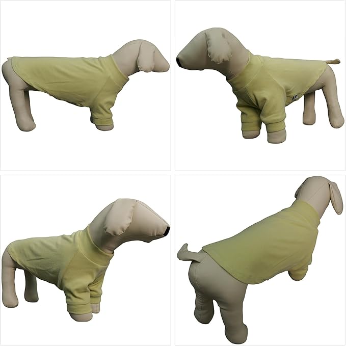 Lovelonglong Ribbed Dog T-Shirt Cotton Knitted Dog Sweaters for All Season Pet T-Shirts for Large Medium Small Dogs Chartreuse S