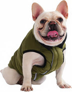 PetWarm Reversible Dog Winter Coat, Windproof Dog Puffer Vest, Soft Vest for Dogs with Hook-and-Loop Strap for Easy Dressing, Waterproof Coat for Dogs with Adjustable Fit, Green, 2XL