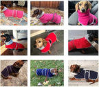 Geyecete Dachshund Sweaters for Dachshunds - Winter Coat with Padded Fleece Lining and High Collar - Dog Snowsuit with Adjustable Bands - Blue - M