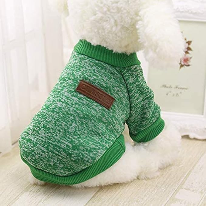 Idepet Pet Dog Classic Knitwear Sweater, Fleece Coat for Small,Medium Dog,Warm Pet Dog Cat Clothes,Soft Puppy Customes (XS, Green)
