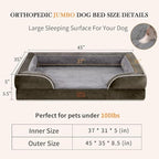 Comfort Expression Orthopedic Dog Bed for Extra Large Dogs 42x30 Inch, Waterproof Egg Crate Foam XL Pet Bed with Removable Bolsters, Dog Couch with Washable Cover & Non-Slip Bottom, Grey Green