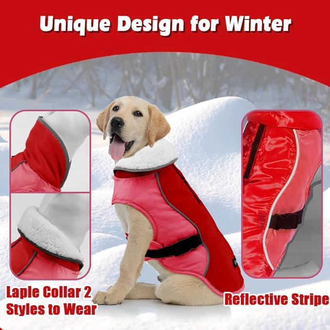 EMUST Dog Jacket Winter, Cozy Windproof Dog Jacket for Cold Weather, Solid Color Pet Vests for Winter for Medium Dogs, New Orange, M