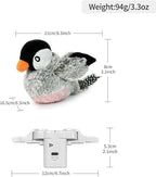 Interactive Flapping Bird Cat Toy with Catnip, Musical Sound (can Turn Off), Satisfy Cat's Natural Huting Instinct, Soft Plush Washable Cover, Moving Toy for All Breeds Cats(Gray)