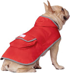 HDE Reversible Dog Raincoat Hooded Slicker Poncho Rain Coat Jacket for Small Medium Large Dogs Buffalo Plaid Red - M