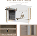 34" L Outdoor Dog House with Removable Floor, Raised Feet, Anti-Chewing Iron Frame – Weatherproof Wooden Kennel with Roof, Movable Window for Indoor/Outdoor Use, Ideal for Small to Medium Dogs