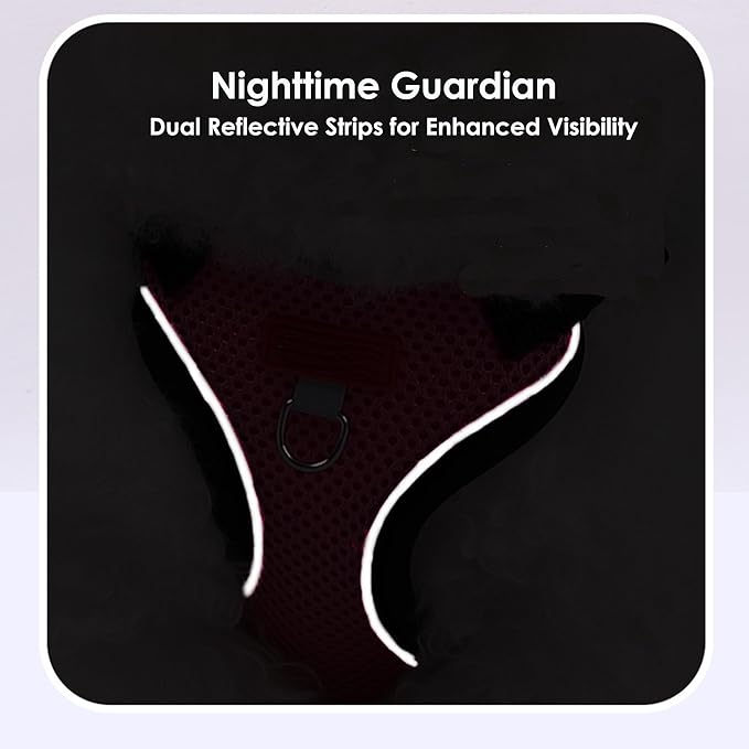 Cat Harness and Leash Set for Walking – Escape-Proof Reflective Vest for Cats and Small Dogs, Adjustable Soft Air Mesh with Pressure-Reducing Design, 4.92ft (Red&Black, M)