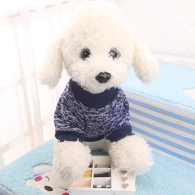 Idepet Pet Dog Classic Knitwear Sweater Soft Fleece Coat for Small,Medium Dog,Warm Pet Dog Cat Clothes,Soft Puppy Customes (M, Navy)