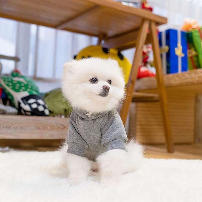 KOOLTAIL Basic Dog Hoodie - Soft and Warm Dog Hoodie Sweater with Leash Hole and Pocket, Dog Winter Coat, Cold Weather Clothes Sweatshirt for Small Medium Large Dogs Puppy Cat Boys Girls Grey XS
