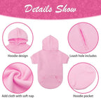 KOOLTAIL Basic Dog Hoodie - Soft and Warm Dog Hoodie Sweater with Leash Hole and Pocket, Dog Winter Coat, Cold Weather Clothes Sweatshirt for Small Medium Large Dogs Puppy Cat Boys Girls Pink S