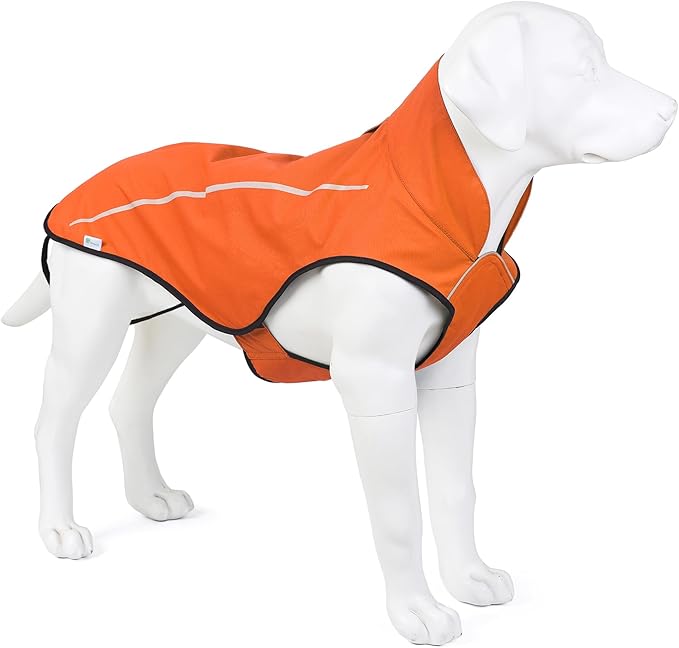 Mile High Life Dog Raincoat, Adjustable Waterproof Reflective Rain Jacket for Small Medium Large Dogs, Lightweight Breathable Pet Rain Coat with Leash Hole(Orange,L Chest 32-40")