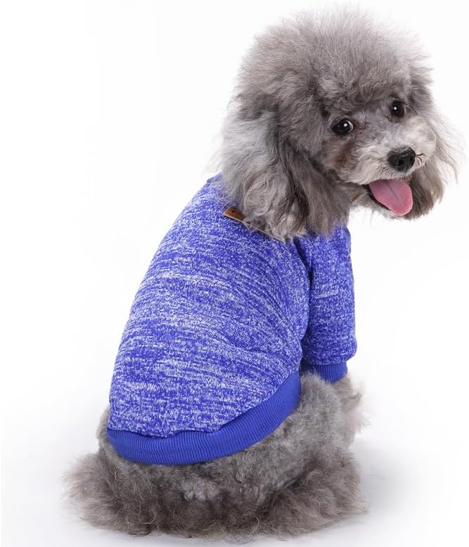 2 Pieces Pet Dog Classic Knitwear Sweater, Fleece Coat for Small,Medium Dogs,Warm Pet Dog Cat Clothes,Soft Puppy Customes for Chihuahua Yorkshire Tzu (Blue Dark Navy,XL)