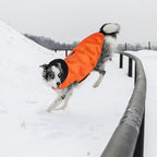 Nanaki Warm Dog Puffer Jacket With Hood-Soft Reflective Dog Coat For Medium Dogs Cold Weather,Lightweight Windproof Snowproof Puffer Vest For Outdoor Walking Hiking, Adjustable Snowsuit Easy On,Orange