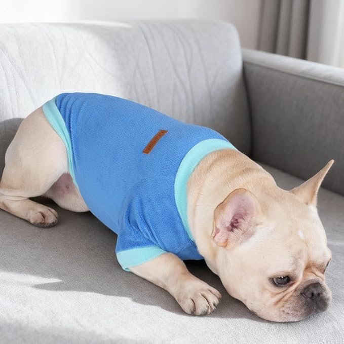 GreenJoy Classic Fleece Dog Sweater – Soft & Warm Stretchy Sweatshirt for Small Dogs & Cats, Cold-Weather Pullover for Everyday Wear (Dark Blue, Large)