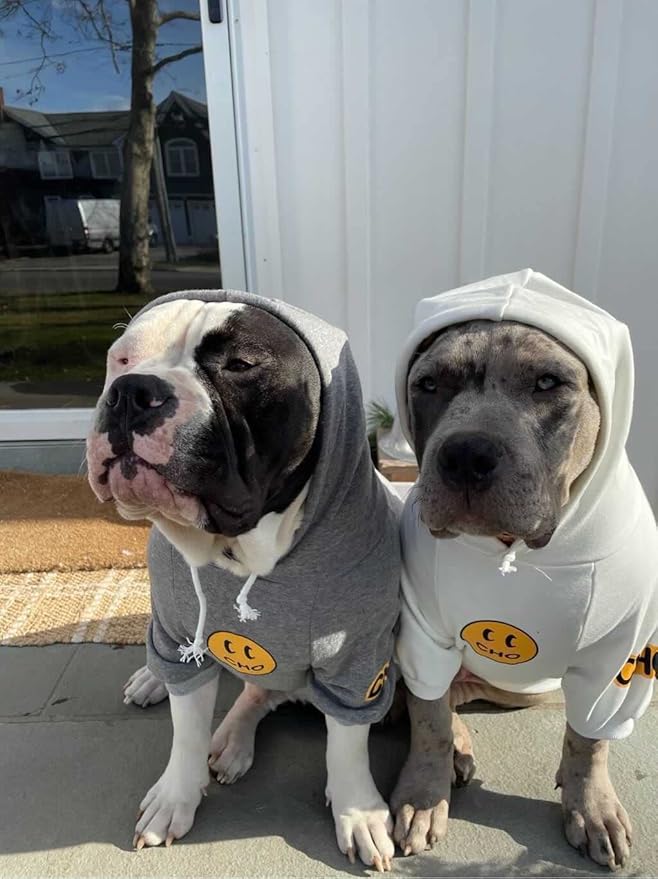 ChoChoCho Smiley Dog Hoodie Stylish Dog Clothes Smiley Face Sweater Cotton Sweatshirt Fashion Outfit for Dogs Cats Puppy Small Medium Large (S, White)