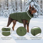 Dog Coat, Waterproof Winter Jacket, Warm Windproof Jacket, Reflective Adjustable Turtleneck Coats for Small Dogs with Hook & Loop - Green - S