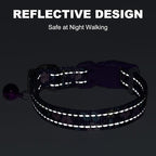Reflective Dog Collar with Bell, Hypoallergenic Adjustable Puppy Collar for Small Dogs & Cats, Soft Nylon Night Walking with Safety Reflectors (Silver S)