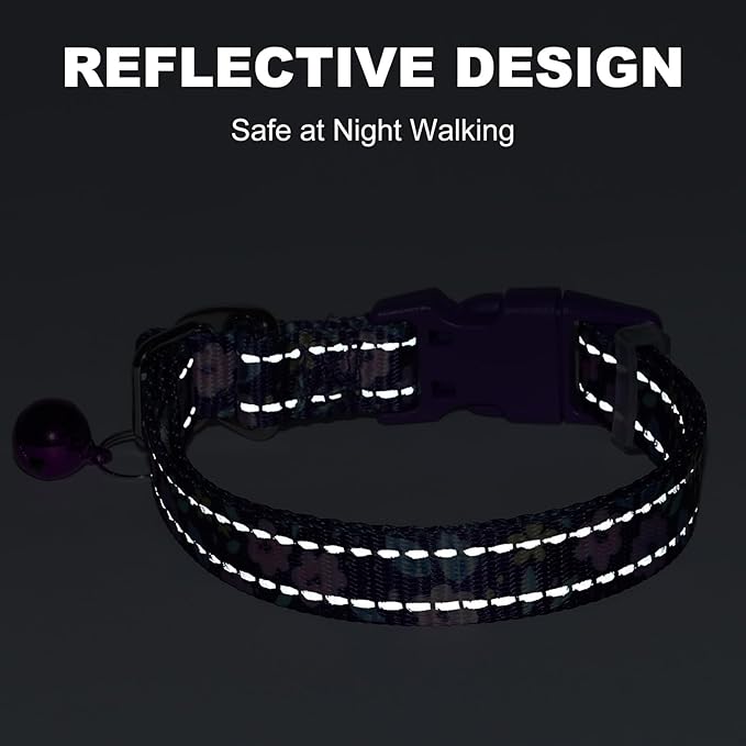Small Dog Collar with Bell Reflective - Adjustable Tiny XS XXS Breed Collar for Girl Female,Night Walk Safety Accessory（Pink S）