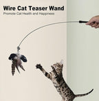 Cat Feather Toys, Indoor Cat Interactive Toys, 2 PCS Flexible Wire and 5 PCS Cat Feather Toys, for Bored Indoor Cats, Indoor Cat Chase Toys