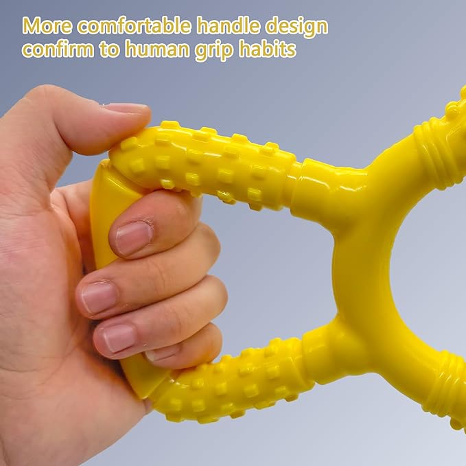 Tug of War Dog Toy, Interactive Dog Pull Toys, Adult and Puppy Teething Toy, Tough Chew Toy for Small Medium Large Dogs, Rubber, Lightweight, Comfortable Grip (Yellow)