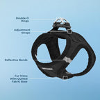 Best Pet Supplies - All Weather Mesh / Plush, Reflective, No Pull Harness for Small, Medium Dogs, Cats - Secure with Hook & Loop Fastener, Buckle, Double D-Rings - Black Plush, XL