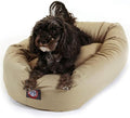 Majestic Pet 24 Inch Bagel Calming Dog Bed Washable – Cozy Soft Round Pet Bed with Spine Support for Dogs to Rest their Head - Fluffy Donut Puppy Bed 24x19x7 (Inch) - Small – Khaki