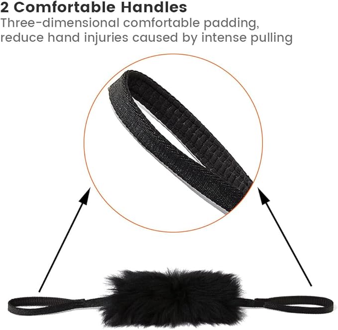 HOWGO Dog Bite Tug Toy with 2 Strong Handles - Made of Natural Sheepskin - Perfect for Tug of War, Fetch & Puppy Training - Ideal for Medium to Large Breeds (Pink)