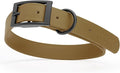 Dogline Biothane Waterproof Dog Collar Strong Coated Nylon Webbing with Black Hardware Odor- Proof for Easy Care Easy to Clean High Performance Fits Small Medium or Large Dogs, Coyote Brown