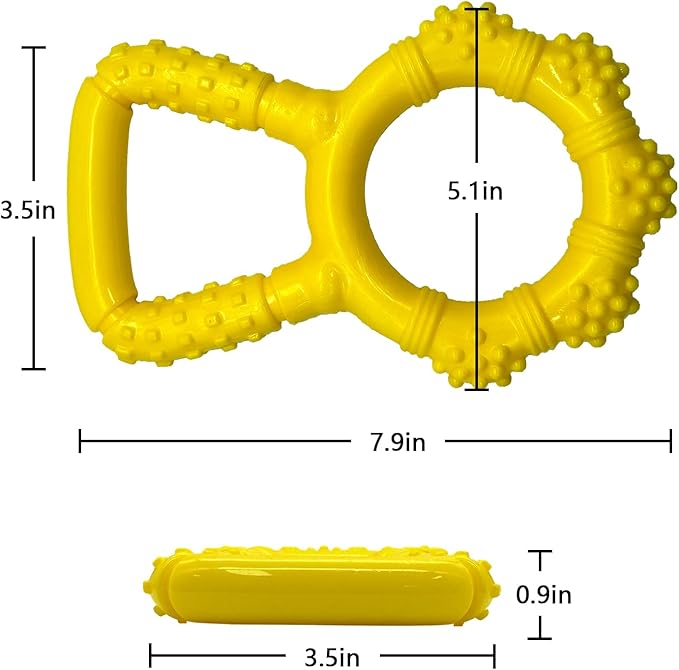 Tug of War Dog Toy, Interactive Dog Pull Toys, Adult and Puppy Teething Toy, Tough Chew Toy for Small Medium Large Dogs, Rubber, Lightweight, Comfortable Grip (Yellow)