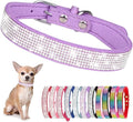 Serijoars Small Dog Collar with Rhinestone Crystal Diamond Colorful Bling Girl Puppy Cat Collars (XXS, Purple)