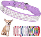Serijoars Small Dog Collar with Rhinestone Crystal Diamond Colorful Bling Girl Puppy Cat Collars (XXS, Purple)