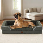 Orthopedic XXL Dog Beds, Waterproof Memory Foam Big Pet Bed for Extra Large Sized Dogs 53x42Inch, Non-Slip Bottom and Egg-Crate Foam Dog Couch Bed with Washable Removable Cover, Dark Green